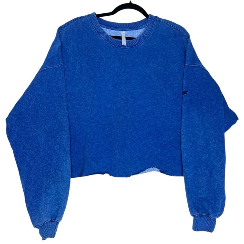 Fabletics Blue Cropped Sweatshirt & Raw Hem Lounge Short Set Women’s 2X